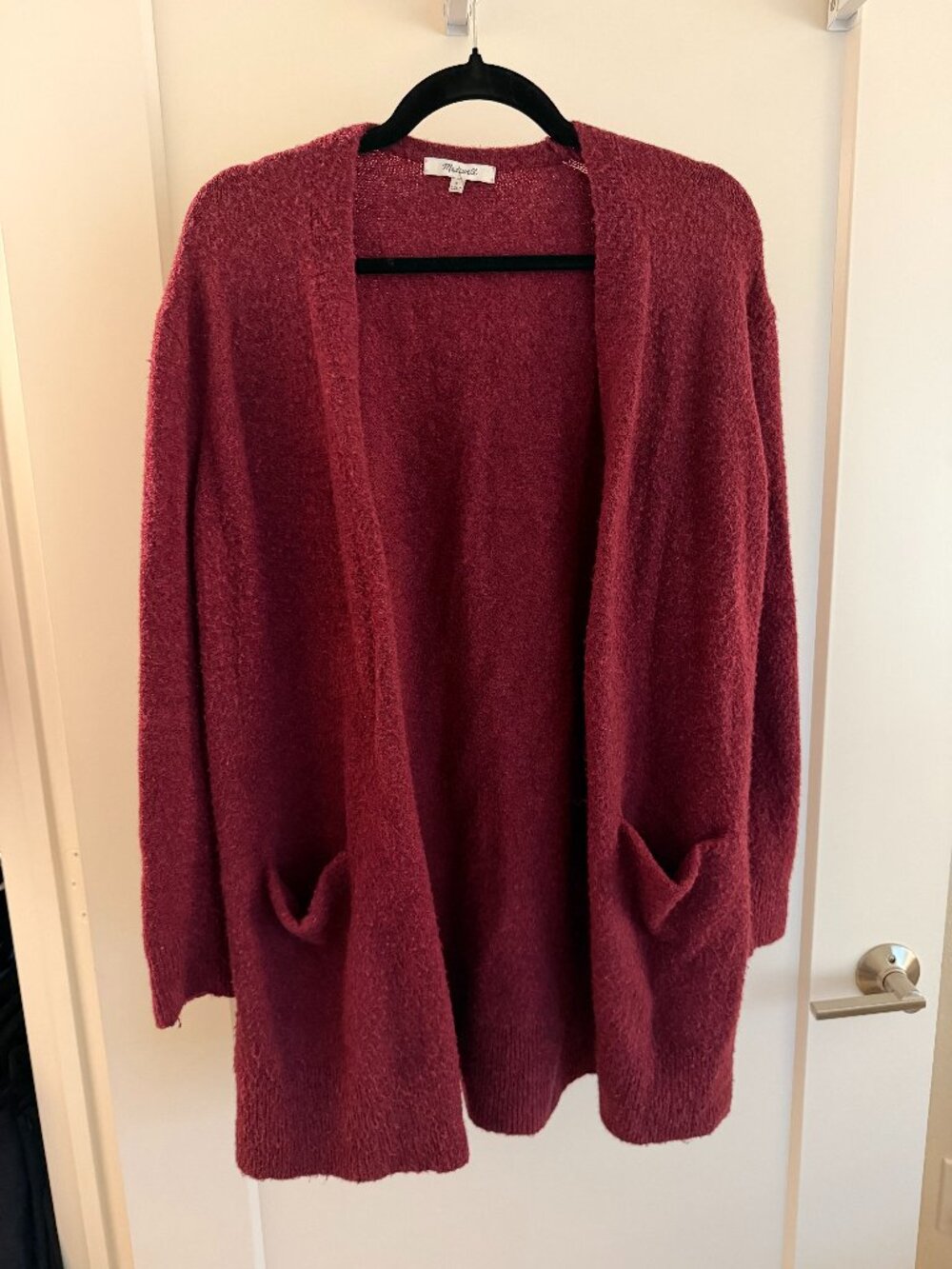 Madewell Raspberry Bouclé Open-Front Cardigan — Size S